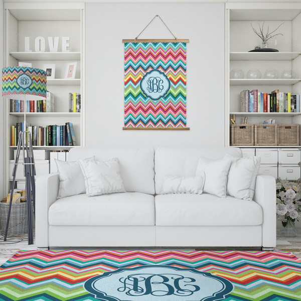 Retro Chevron Monogram Wall Hanging Tapestry - Portrait - IN CONTEXT