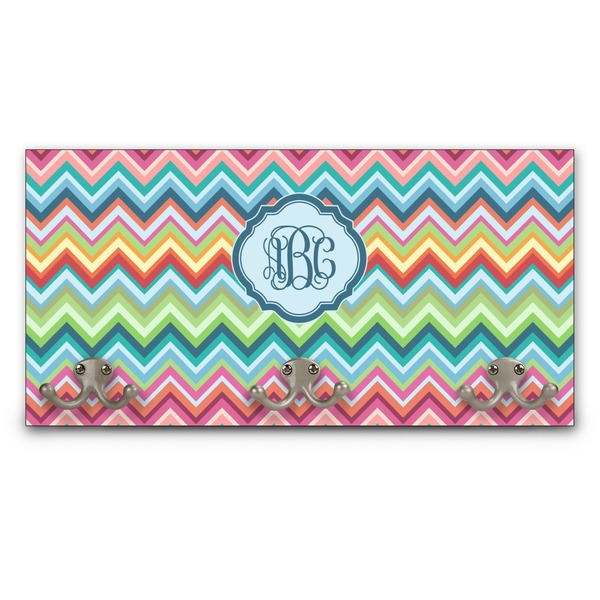 Custom Retro Chevron Monogram Wall Mounted Coat Rack (Personalized)