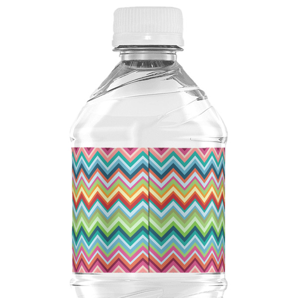 Retro Chevron Monogram Water Bottle Label - Back View