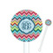 Retro Chevron Monogram 5.5" Round Plastic Stir Sticks - White - Single Sided