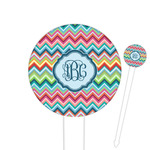 Retro Chevron Monogram Round Plastic Food Picks