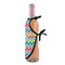 Retro Chevron Monogram Wine Bottle Apron - DETAIL WITH CLIP ON NECK