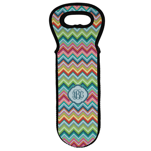 Custom Retro Chevron Monogram Wine Tote Bag (Personalized)