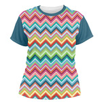 Retro Chevron Monogram Women's Crew T-Shirt - Small