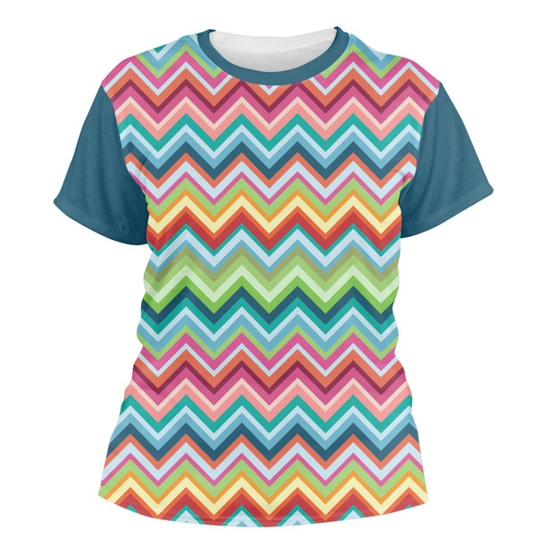 Custom Retro Chevron Monogram Women's Crew T-Shirt