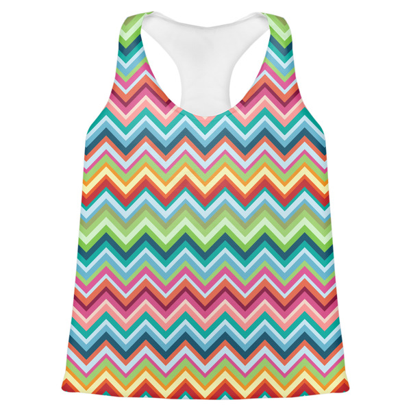 Custom Retro Chevron Monogram Womens Racerback Tank Top - 2X Large