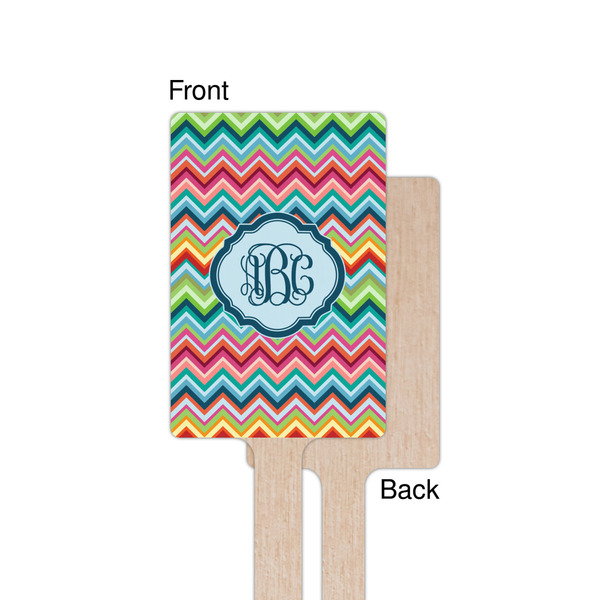 Retro Chevron Monogram Wooden 6.25" Stir Stick - Rectangular - Single - Front & Back
