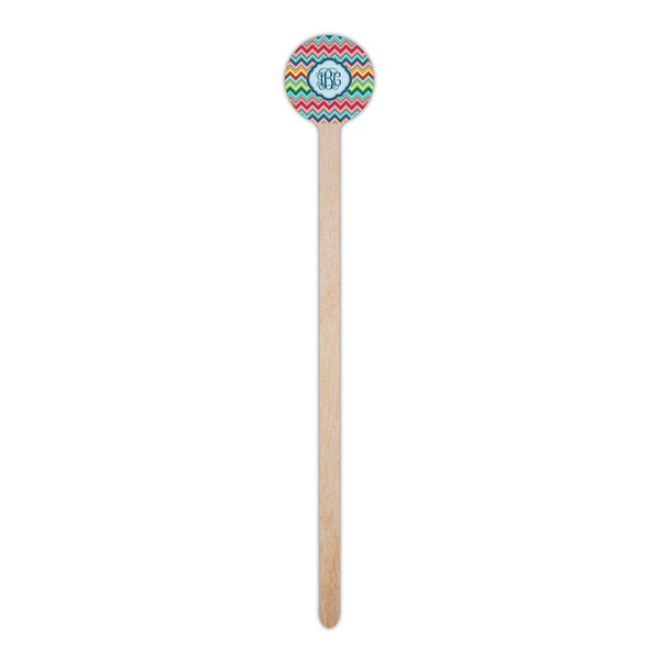 Retro Chevron Monogram Wooden 6" Stir Stick - Round - Single Stick