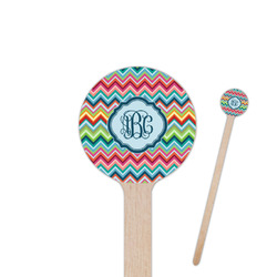 Retro Chevron Monogram 7.5" Round Wooden Stir Sticks - Double Sided