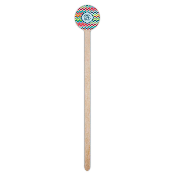 Retro Chevron Monogram Wooden 7.5" Stir Stick - Round - Single Stick