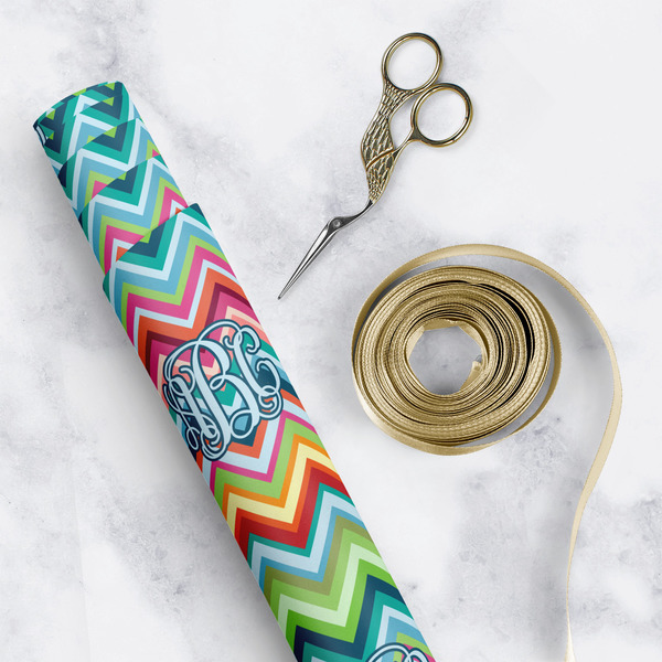 Retro Chevron Monogram Wrapping Paper Rolls - Lifestyle 1
