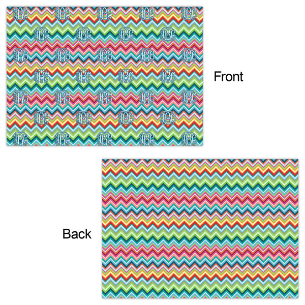 Retro Chevron Monogram Wrapping Paper Sheet - Double Sided - Front & Back