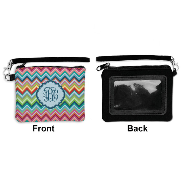 Retro Chevron Monogram Wristlet ID Cases - Front & Back