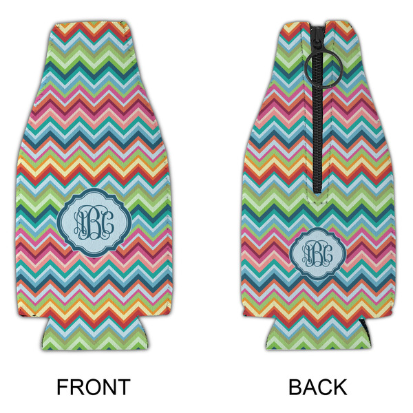 Retro Chevron Monogram Zipper Bottle Cooler - APPROVAL