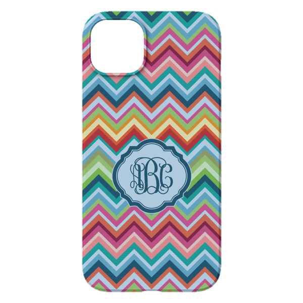 Retro Chevron Monogram iPhone 14 Plus Case - Back