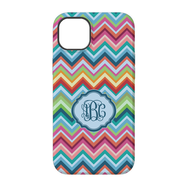 Retro Chevron Monogram iPhone 14 Tough Case - Back