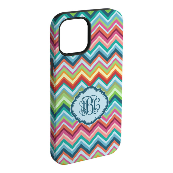 Custom Retro Chevron Monogram iPhone Case - Rubber Lined - iPhone 15 Pro Max