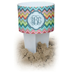 Retro Chevron Monogram White Beach Spiker Drink Holder (Personalized)