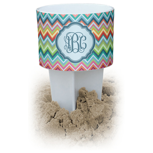Custom Retro Chevron Monogram Beach Spiker Drink Holder (Personalized)