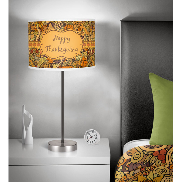 Thanksgiving 13 inch drum lamp shade - in room