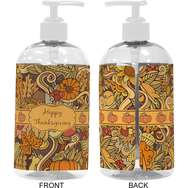 Thanksgiving 16 oz Plastic Liquid Dispenser- Approval- White