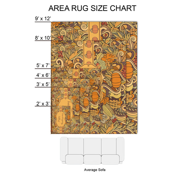 Thanksgiving 2'x3' Indoor Area Rugs - Size Chart