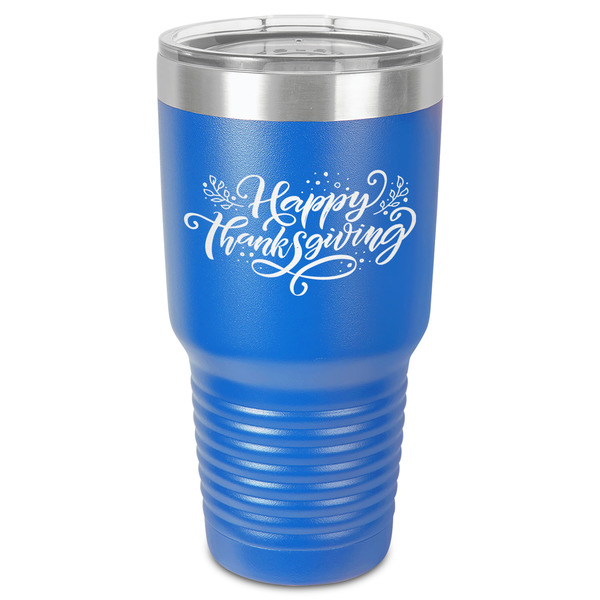 Thanksgiving 30 oz Stainless Steel Ringneck Tumbler - Blue - Front