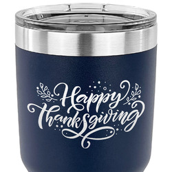 Thanksgiving 30 oz Stainless Steel Tumbler - Navy - Double Sided