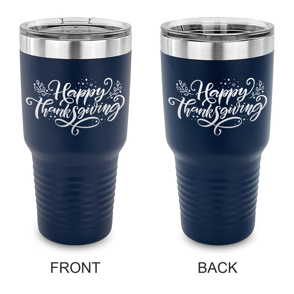 Custom Thanksgiving 30 oz Stainless Steel Tumbler - Navy - Double Sided