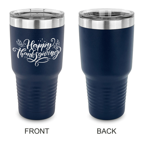 Thanksgiving 30 oz Stainless Steel Ringneck Tumblers - Navy - Single Sided - APPROVAL