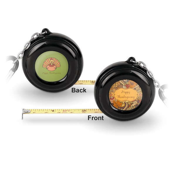 Thanksgiving 6-Ft Pocket Tape Measure with Carabiner Hook - Front and Back