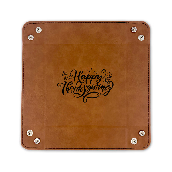 Thanksgiving 6" x 6" Leatherette Snap Up Tray - FLAT FRONT