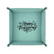 Thanksgiving 6" x 6" Teal Leatherette Snap Up Tray - FOLDED UP