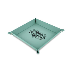 Thanksgiving Faux Leather Dice Tray - 6" x 6" - Teal