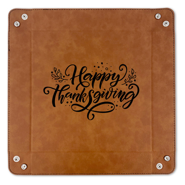 Thanksgiving 9" x 9" Leatherette Snap Up Tray - APPROVAL (FLAT)