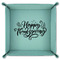 Thanksgiving 9" x 9" Teal Leatherette Snap Up Tray - FOLDED