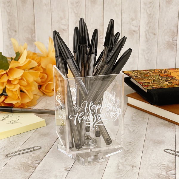 Thanksgiving Acrylic Pencil Holder - IN CONTEXT