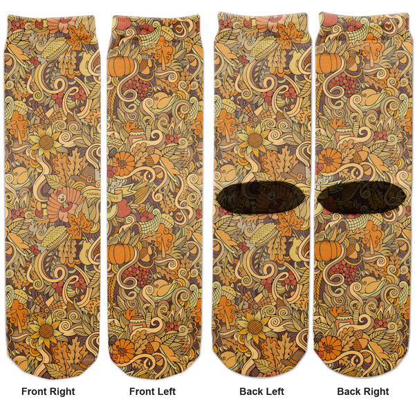 Thanksgiving Adult Crew Socks - Double Pair - Front and Back - Apvl
