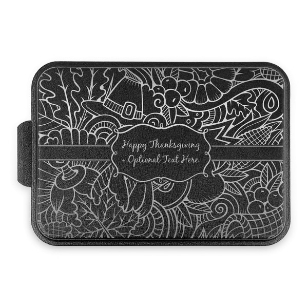 Thanksgiving Aluminum Baking Pan - Black Lid - FRONT