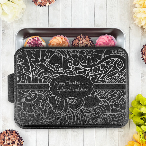 Thanksgiving Aluminum Baking Pan - Black Lid - LIFESTYLE