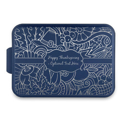 Thanksgiving Aluminum Baking Pan with Navy Lid