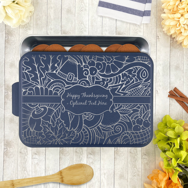 Thanksgiving Aluminum Baking Pan - Navy Lid - LIFESTYLE