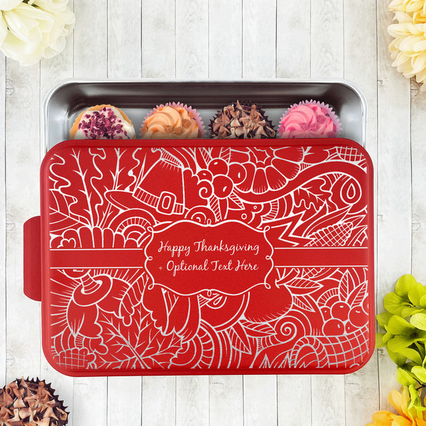 Thanksgiving Aluminum Baking Pan - Red Lid - LIFESTYLE