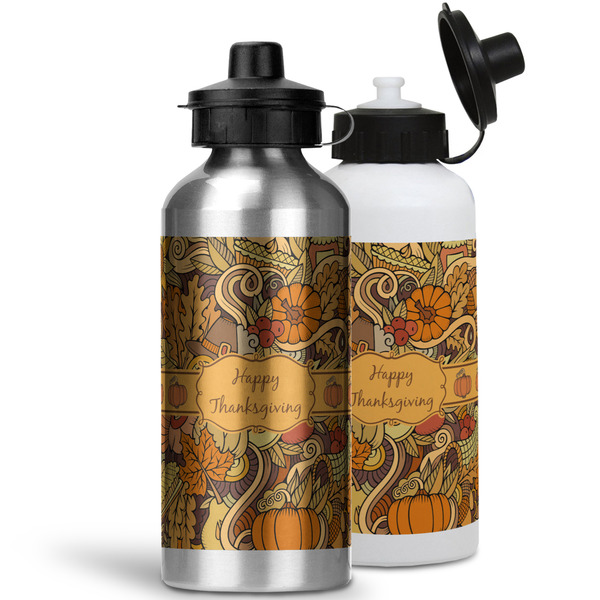 Thanksgiving Aluminum Water Bottles - MAIN (white &silver)
