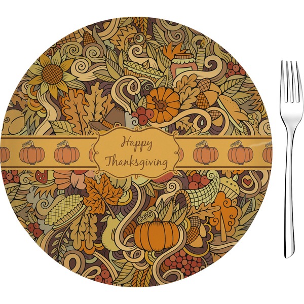 Custom Thanksgiving 8" Glass Appetizer / Dessert Plates - Single or Set (Personalized)