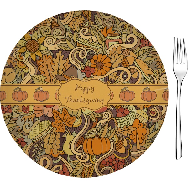 Custom Thanksgiving 8" Glass Appetizer / Dessert Plates - Single or Set (Personalized)