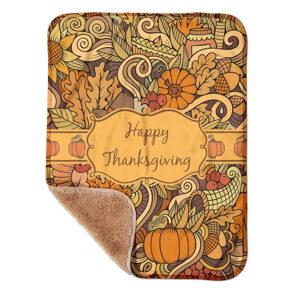 Custom Thanksgiving Sherpa Baby Blanket - 30" x 40"
