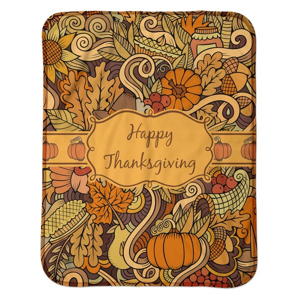 Thanksgiving Baby Sherpa Blanket - Flat