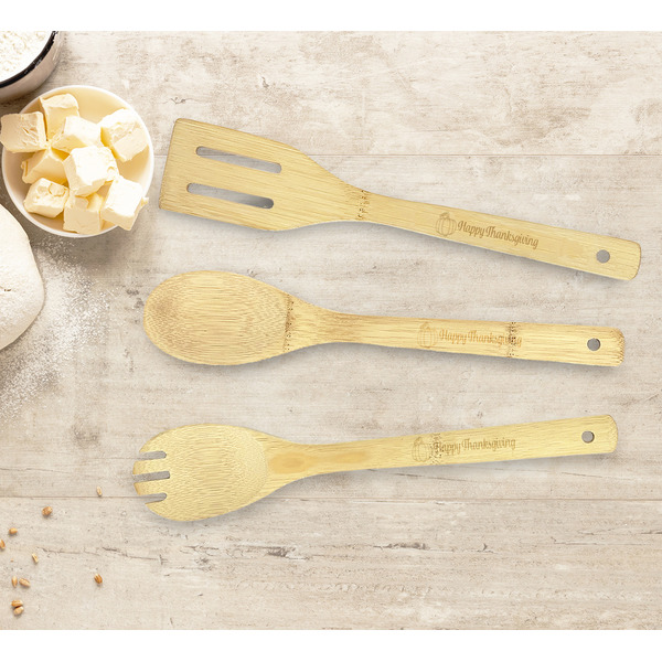 Thanksgiving Bamboo Cooking Utensils Set - Double Sided - LIFESTYLE