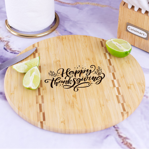 Thanksgiving Bamboo Cutting Board - In Context
